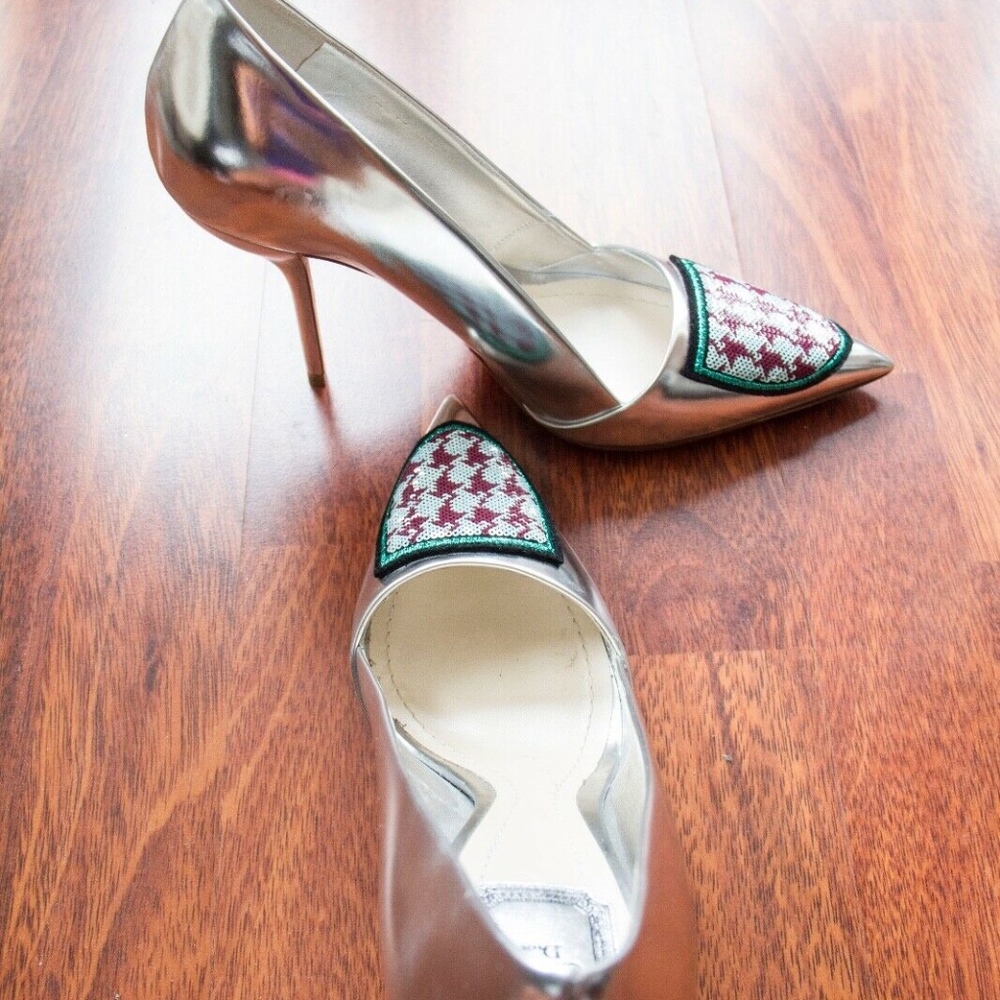 Dior Silver Leather & Sequin Pumps 10 - Picture 3 of 4